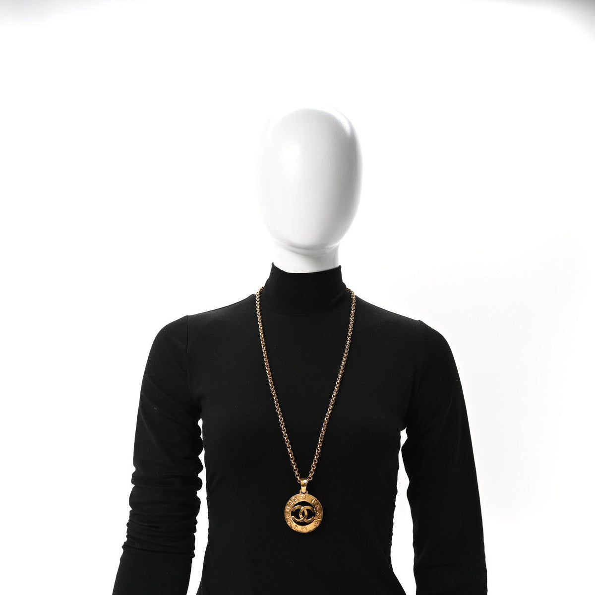 CC Chain Pendant Long Necklace Gold