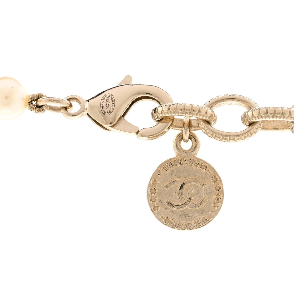 Pearl CC 100th Anniversary Necklace Light Gold