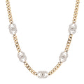 Crystal Chain CC Link Choker Gold Silver