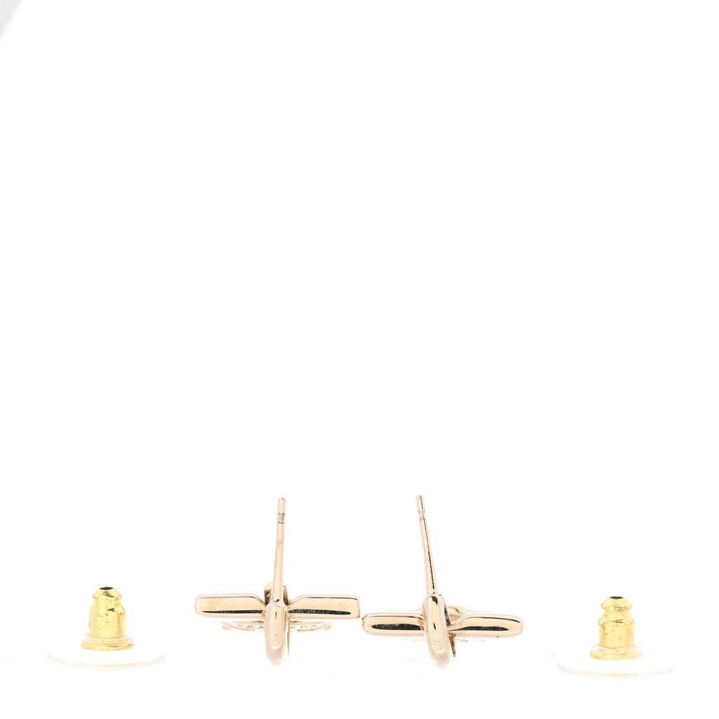 Metal Crystal Square CC Dangle Earrings Gold