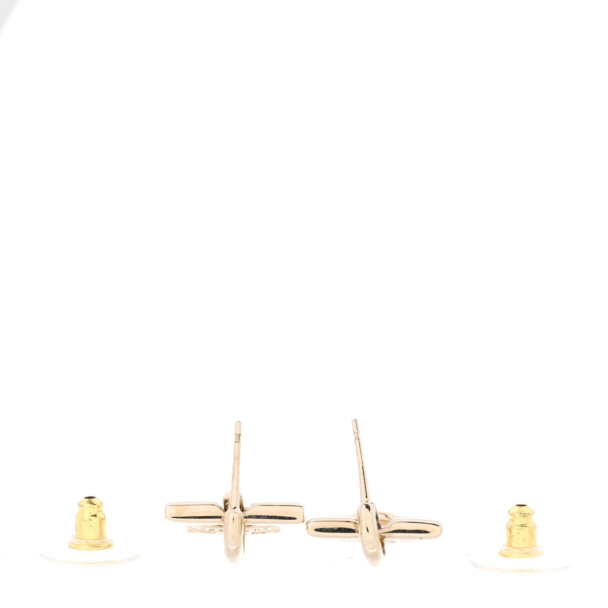 Metal Crystal Square CC Dangle Earrings Gold
