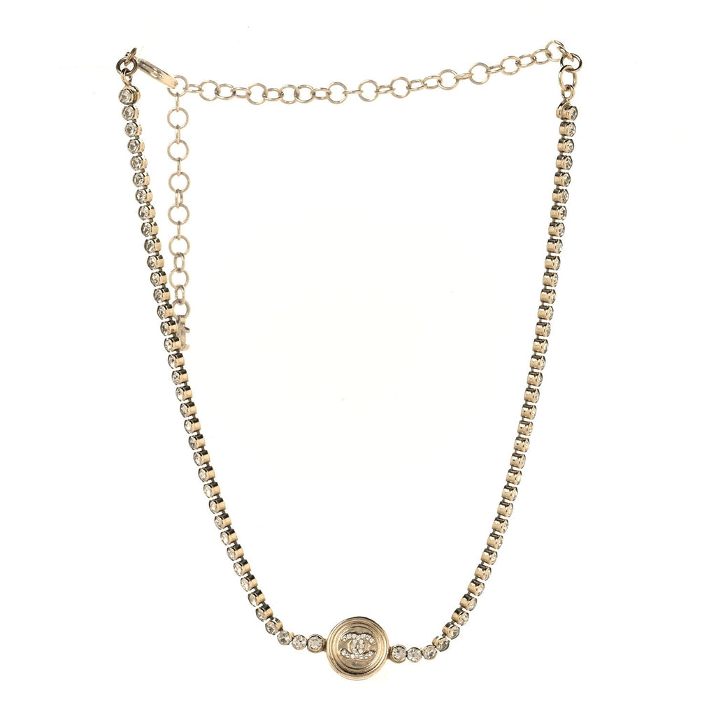 Crystal CC Chain Short Necklace Gold