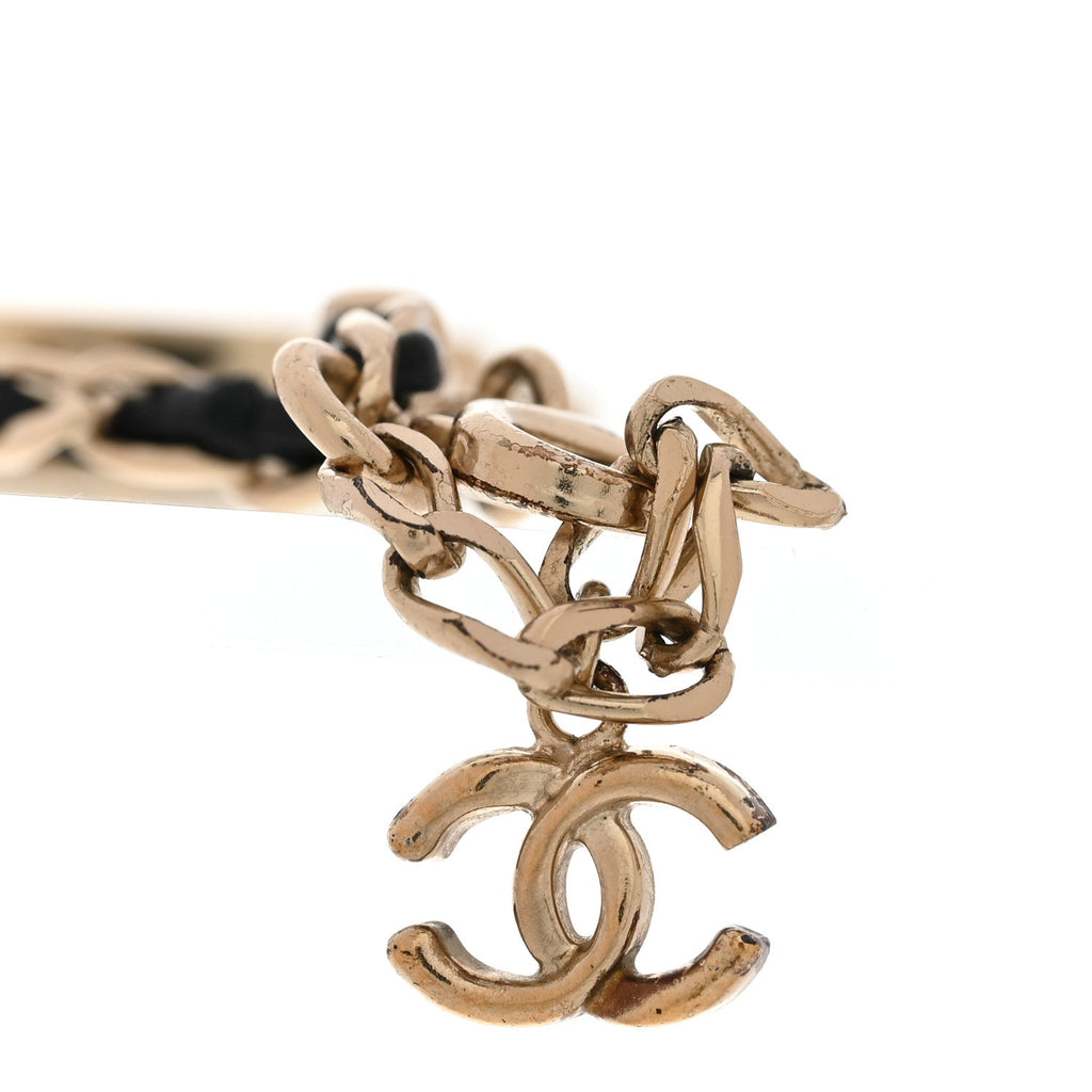 Metal Lambskin Crystal Sergeant Chanel Bracelet Gold