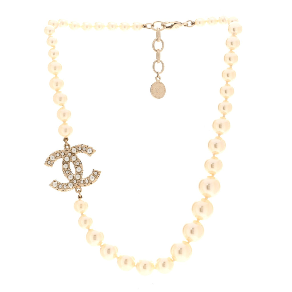 Pearl CC 100th Anniversary Necklace Light Gold