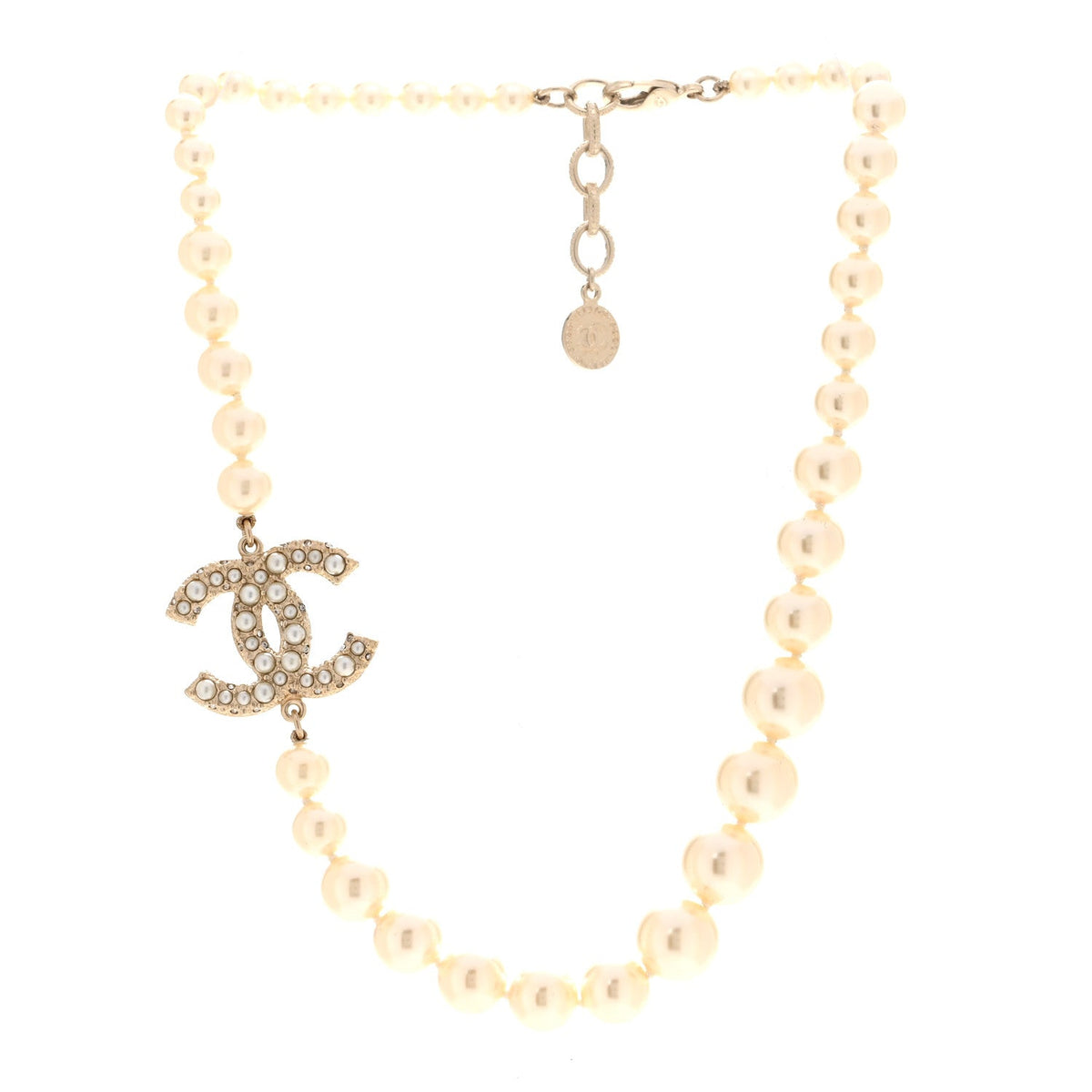 Pearl CC 100th Anniversary Necklace Light Gold