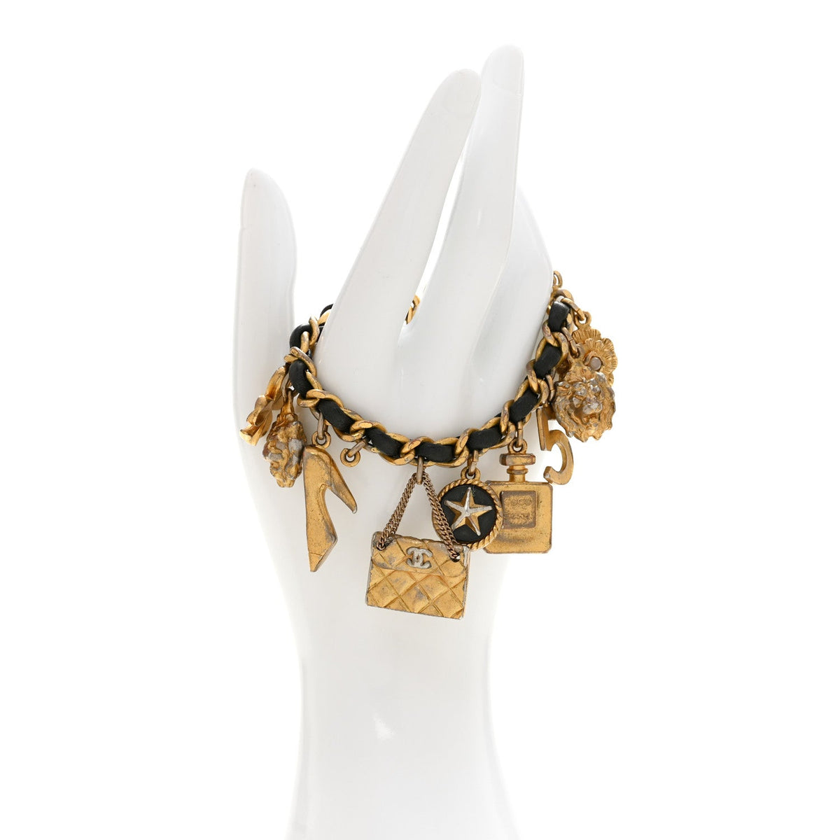 Metal Lambskin Lucky Charm Bracelet Gold