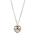 Crystal Heart CC Necklace Gold