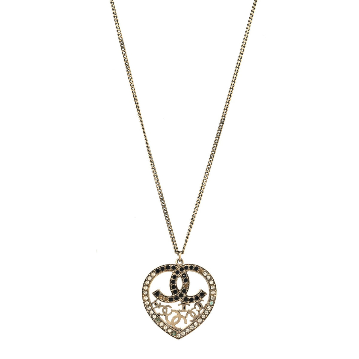 Crystal Heart CC Necklace Gold