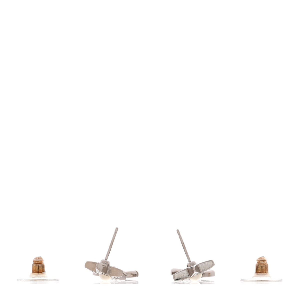 Crystal CC Pearl Star Drop Earrings Silver