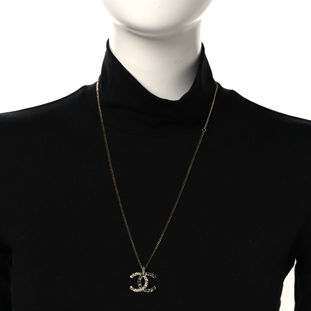 Enamel Metal Chain French New Wave CC Necklace Black Gold