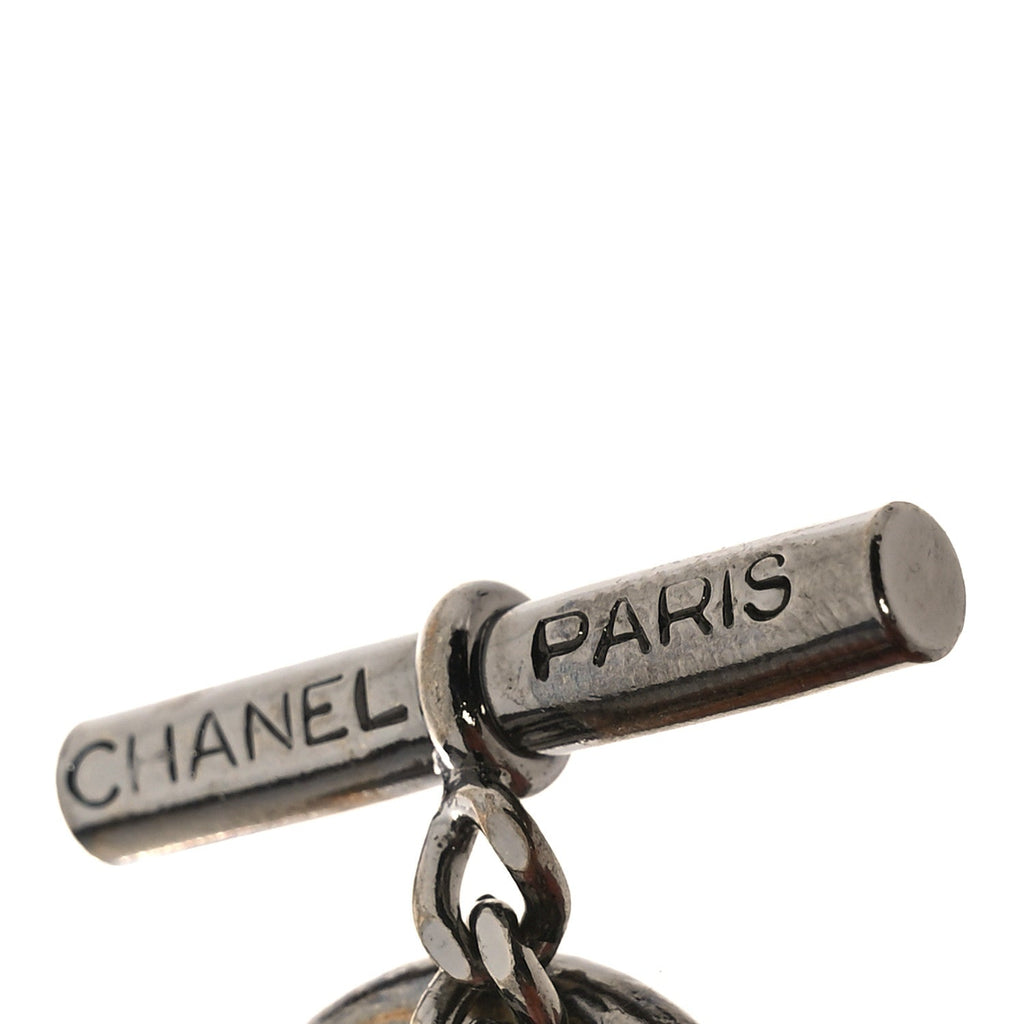 Metal Enamel CC Chain Bracelet Gunmetal Black