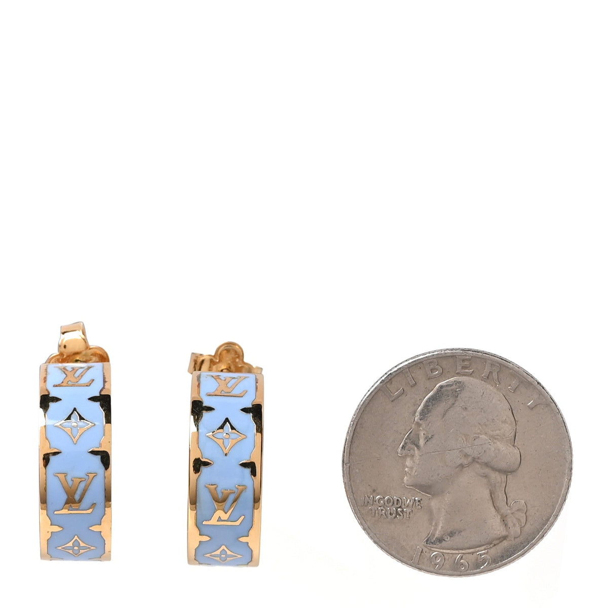 Enamel Nanogram Earrings Gold Blue