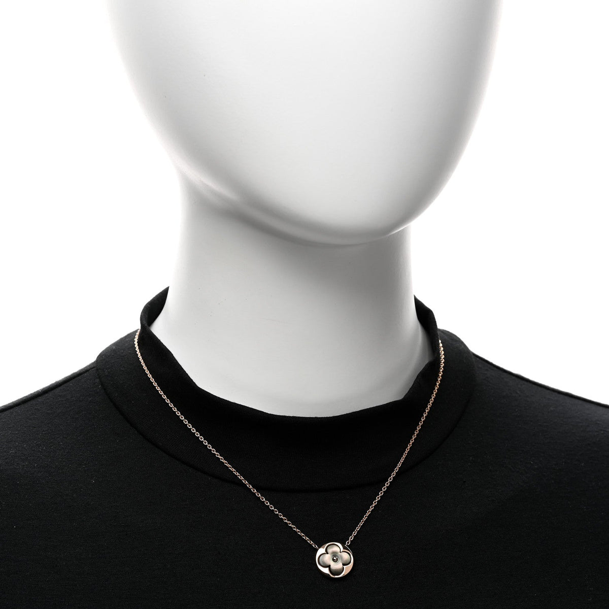 18K Pink Gold Grey Mother Of Pearl Blossom Sun Pendant Necklace