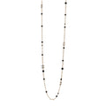 Pearl Bead Crystal CC Long Necklace Black Gold
