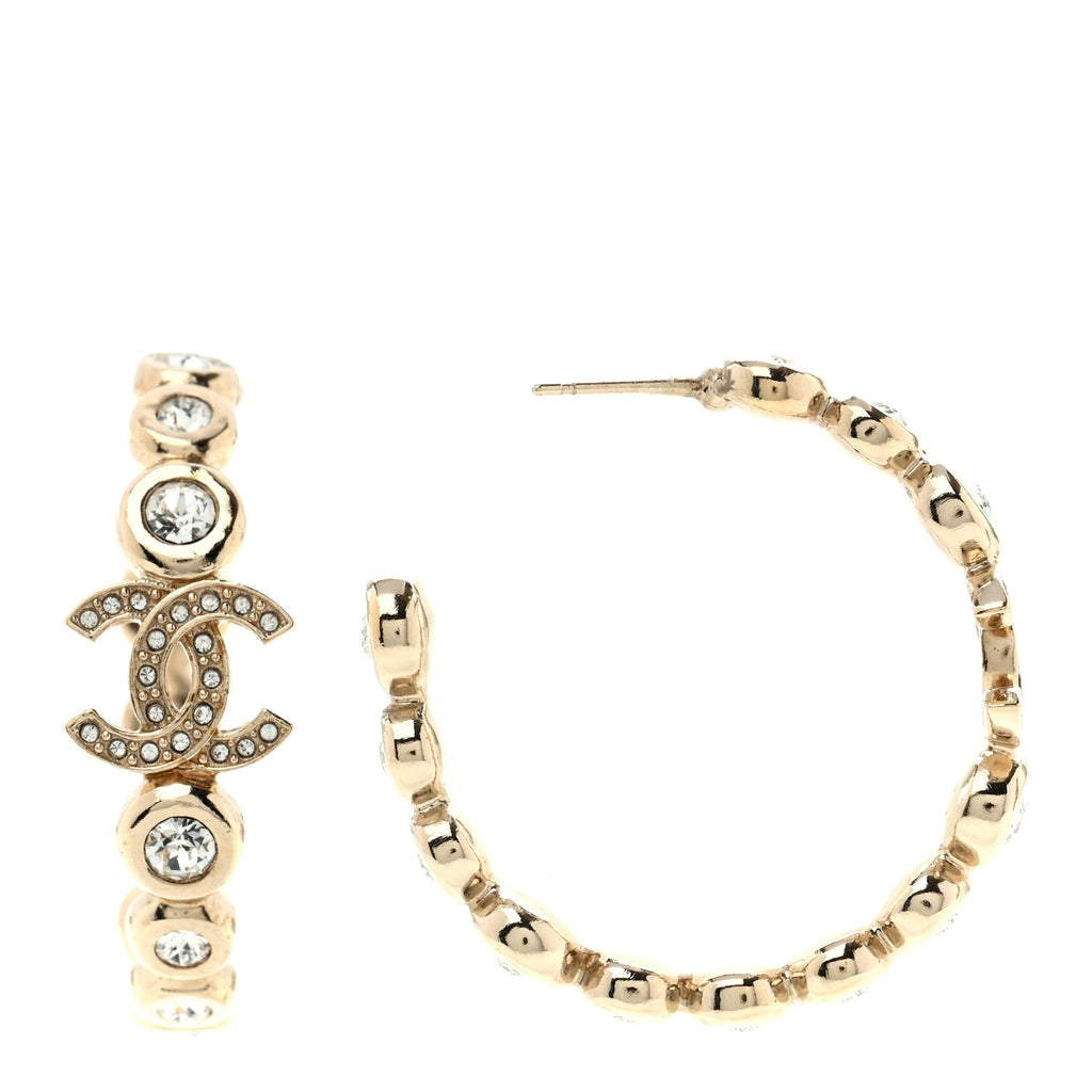 Crystal CC Hoop Earrings Gold