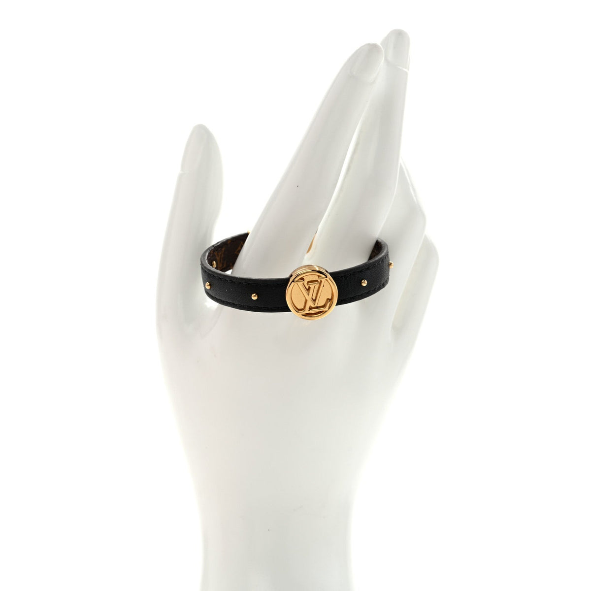 Monogram LV Circle Reversible Bracelet 17 Black