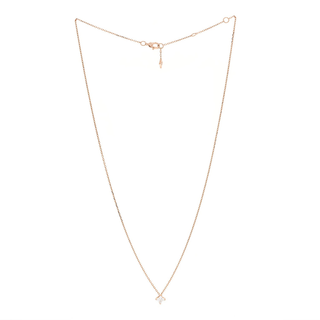 18K Pink Gold Diamond .38ct LV Monogram Star Cut Pendant Necklace
