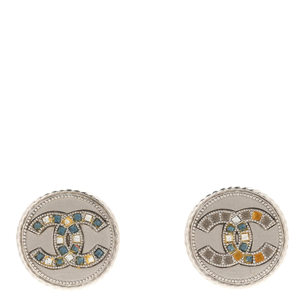Ruthenium Crystal CC Round Earrings