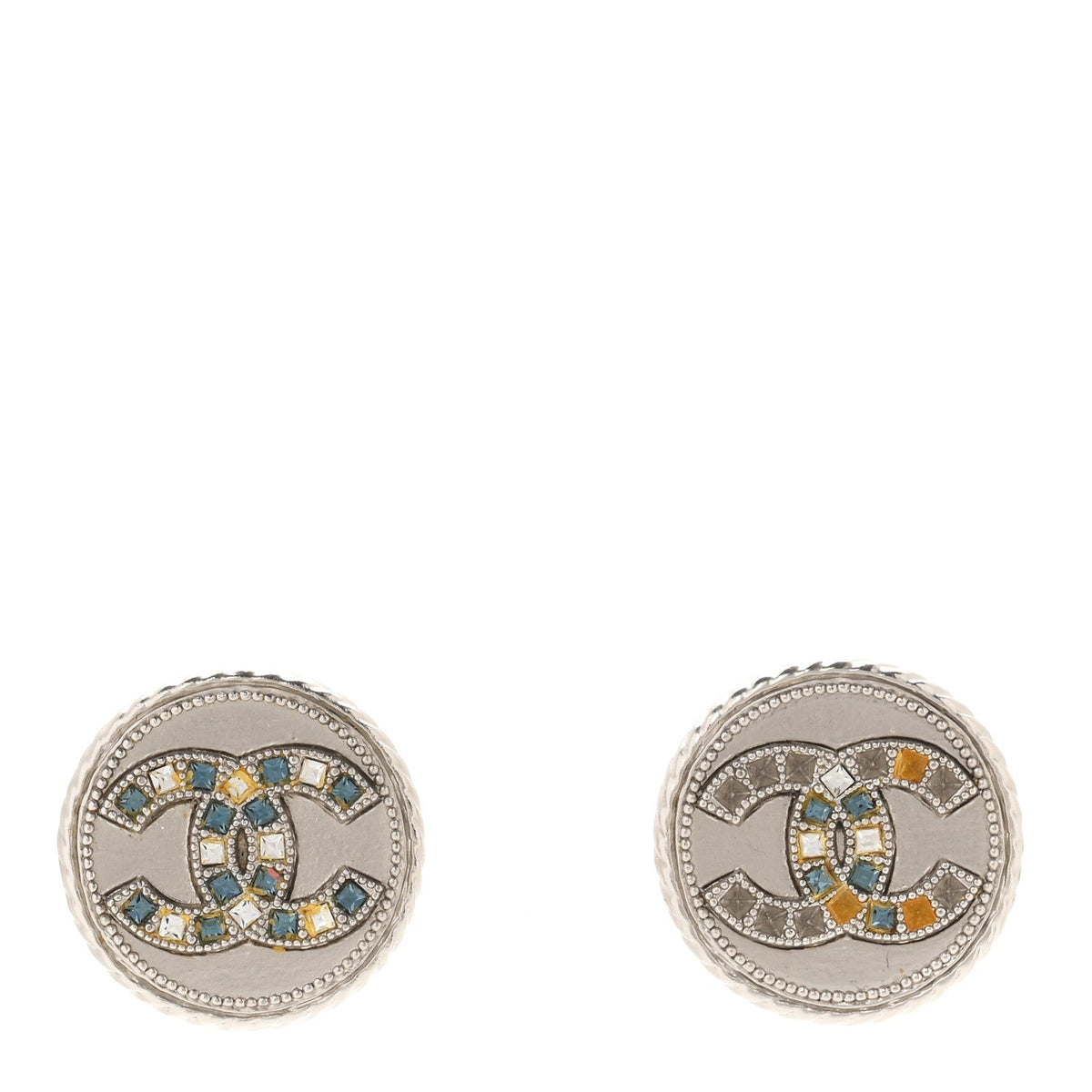Ruthenium Crystal CC Round Earrings
