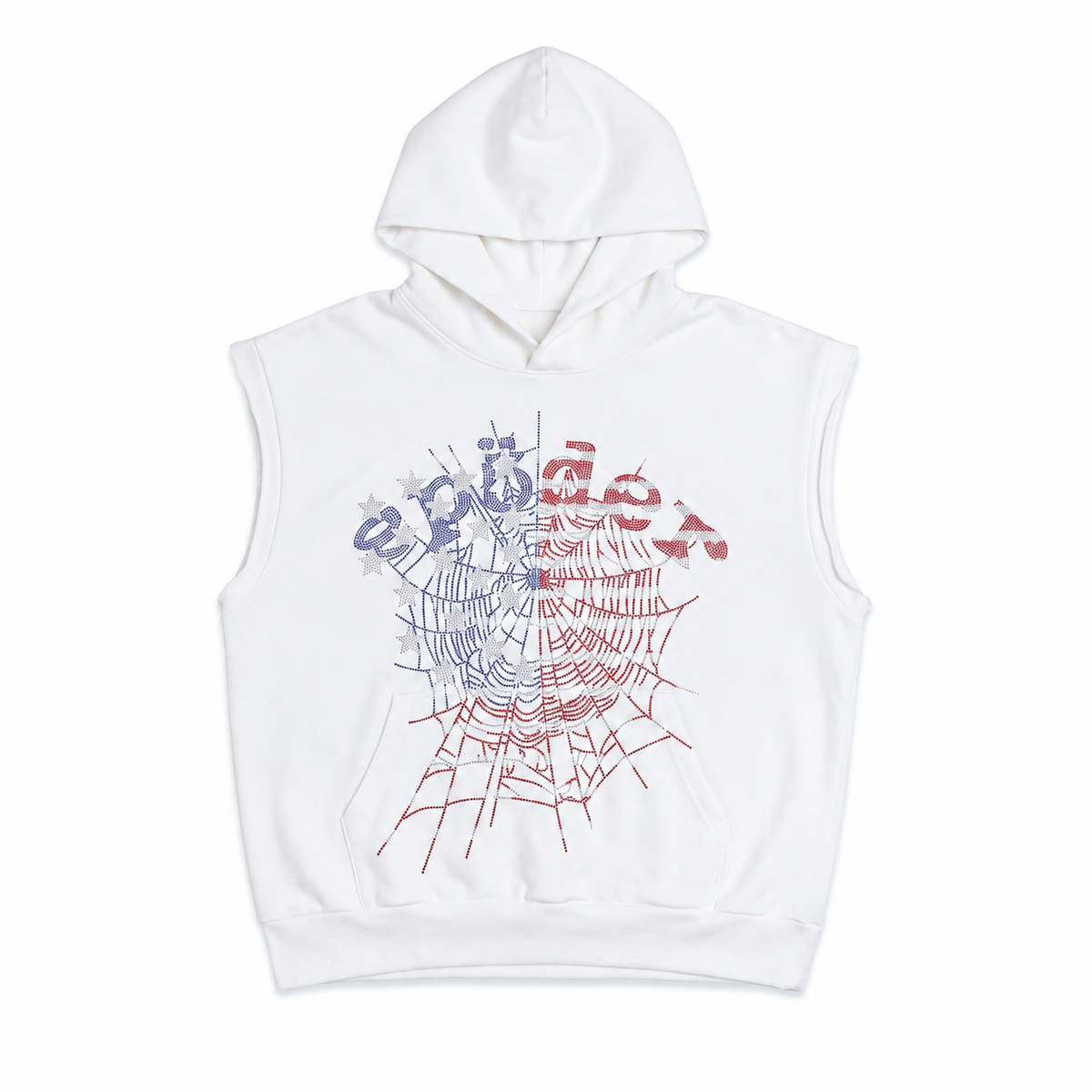 RHINESTONE OG WEB SLEEVELESS HOODIE