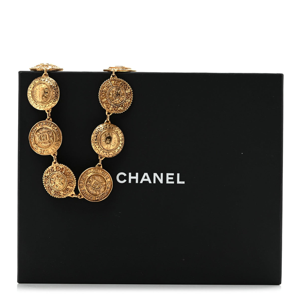Metal CC Medallion Necklace Gold