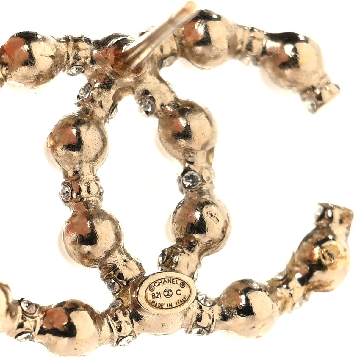 Pearl Crystal CC Earrings Gold
