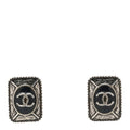 Enamel CC Clip On Earrings Black Silver