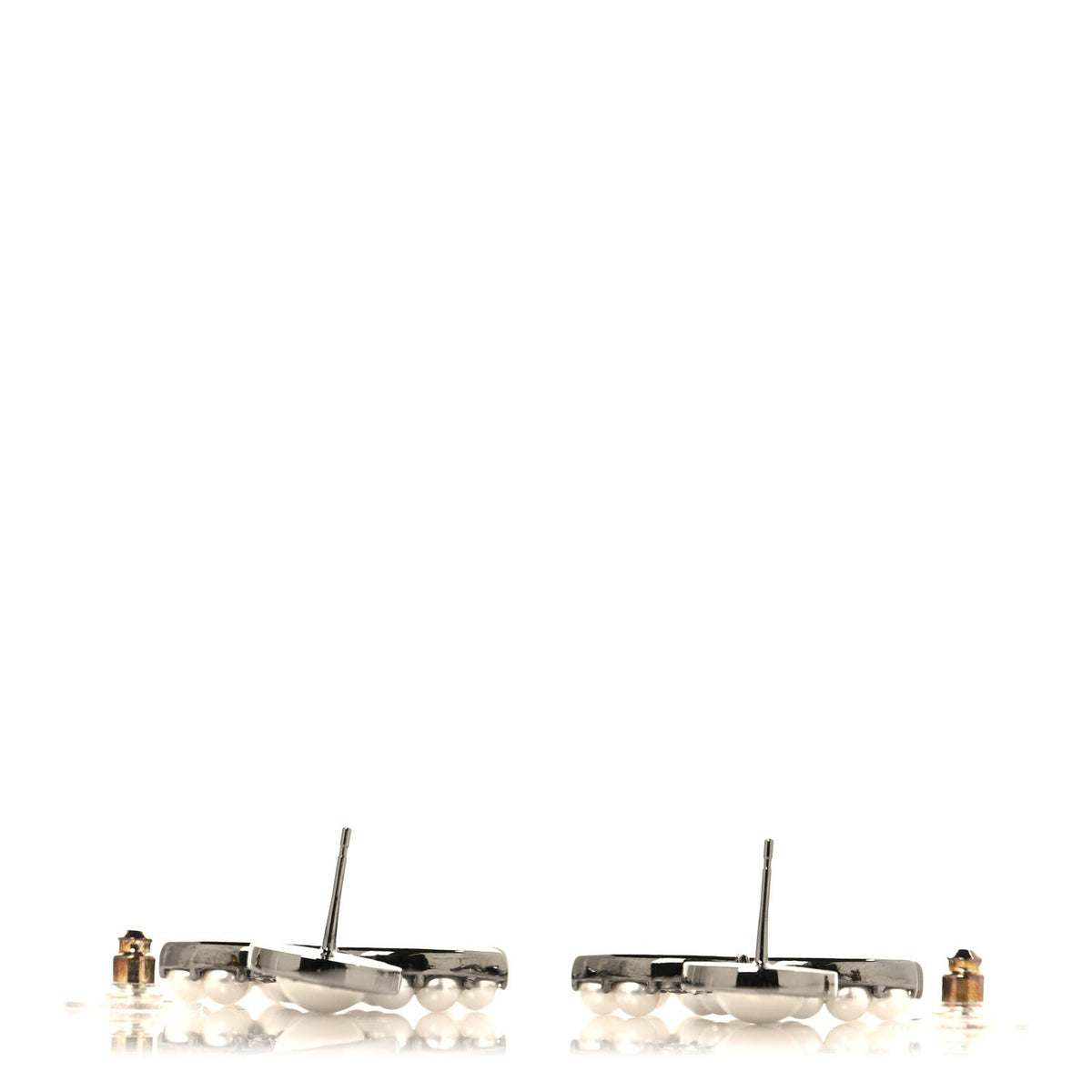 Pearl Crystal CC Drop Earrings Silver