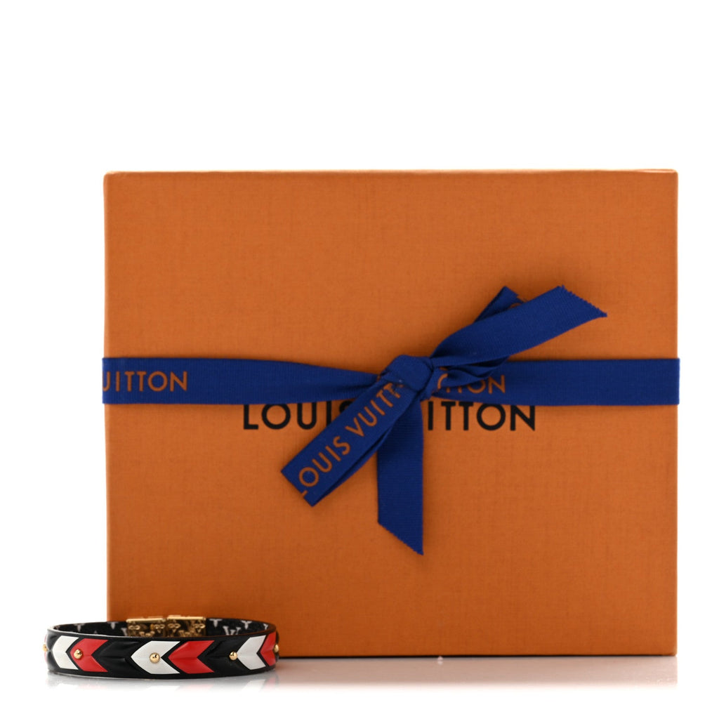 Monogram LV Crafty Reversible Bracelet 17 Black Cream Red