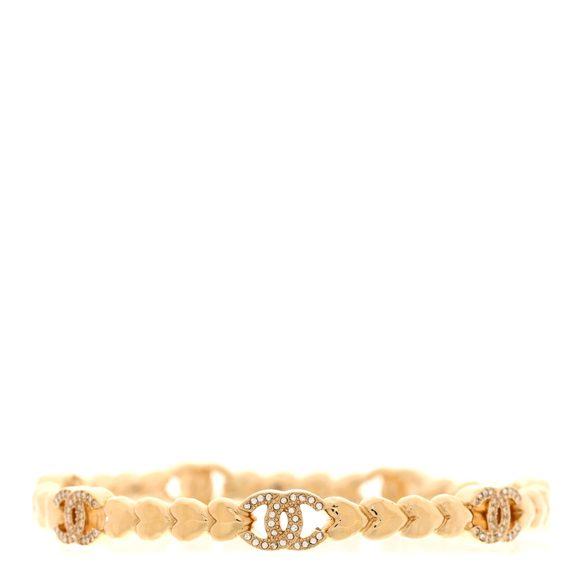 Crystal CC Heart Link Bracelet M Gold