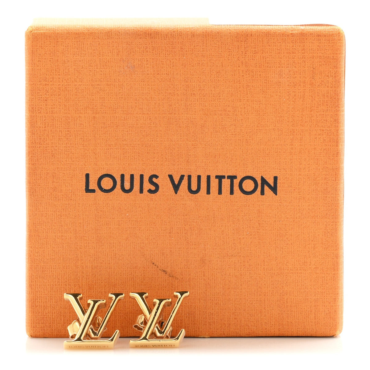 Metal Enamel LV Iconic Earrings Gold