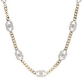 Crystal Chain CC Link Necklace Gold Silver