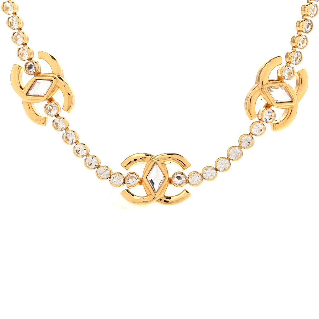 Metal Crystal CC Marquise Choker Gold