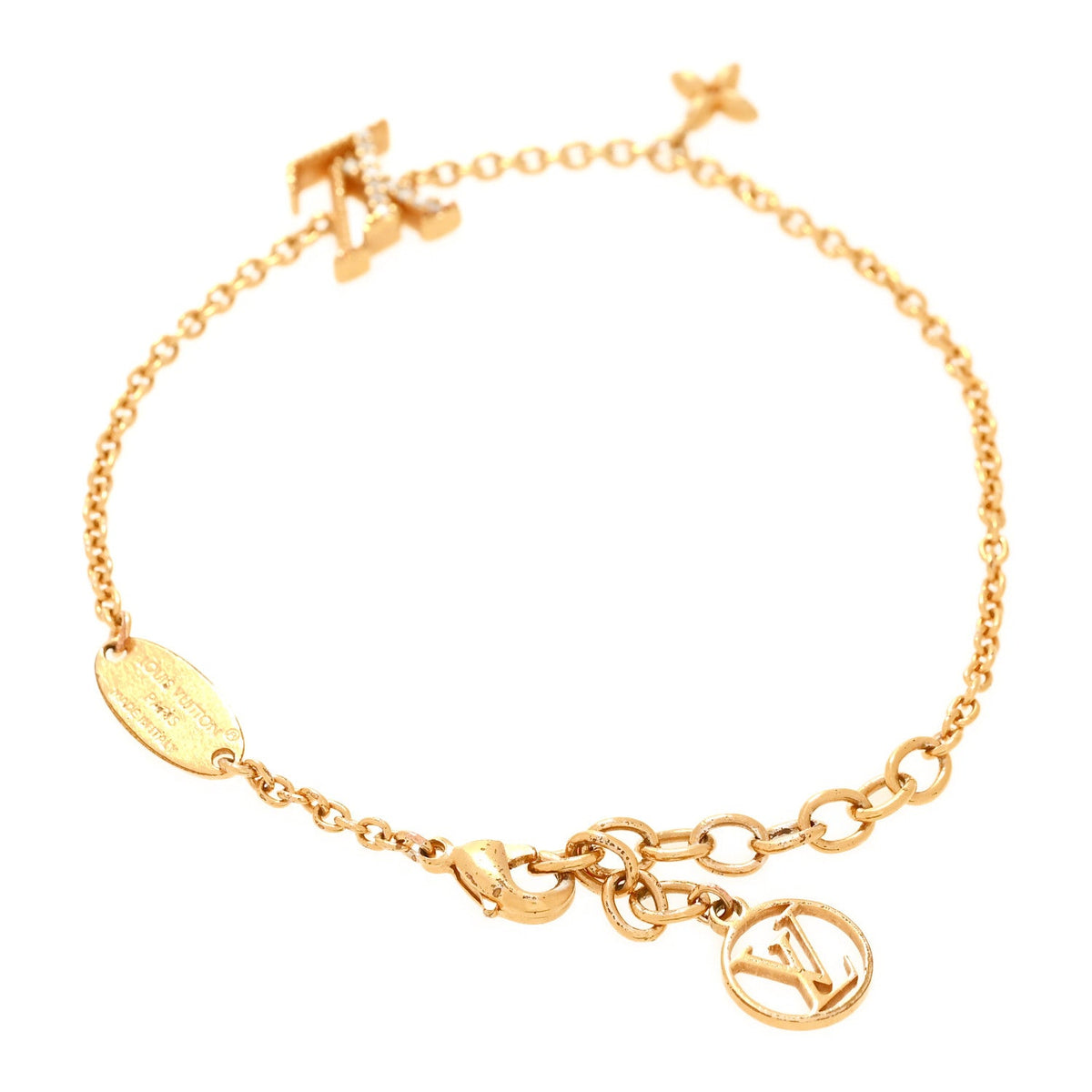 Metal Crystal LV Iconic Bracelet Gold