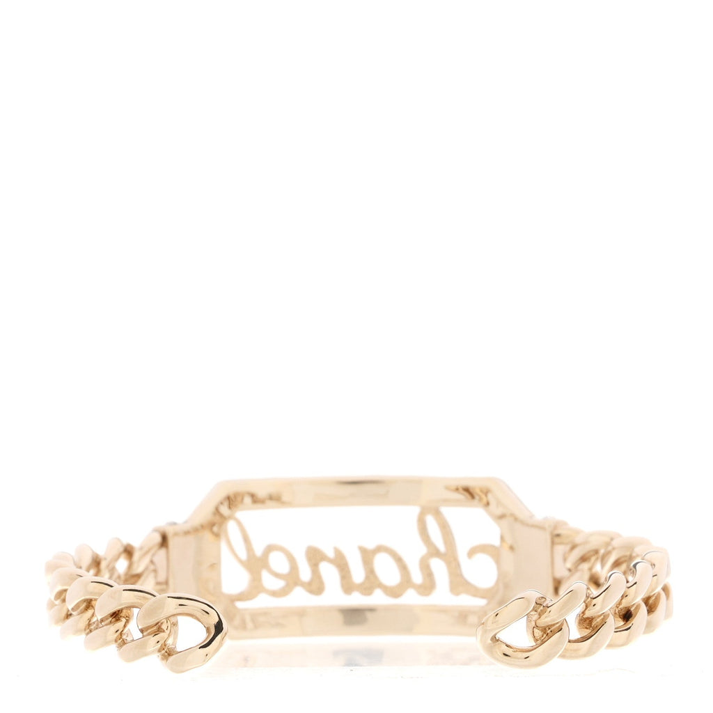 Crystal Pearl Logo Cuff Bracelet Gold