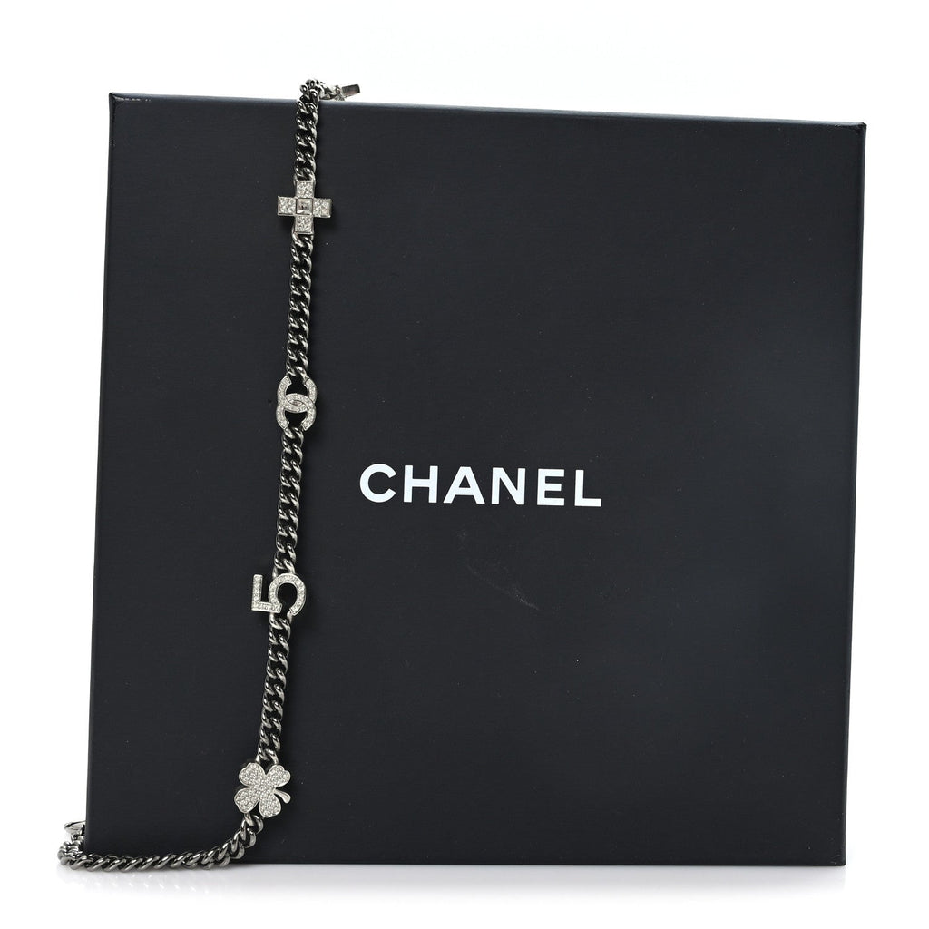 Crystal CC Lucky Symbols Choker Necklace Silver