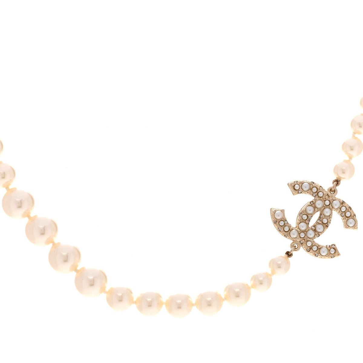 Pearl CC 100th Anniversary Necklace Light Gold