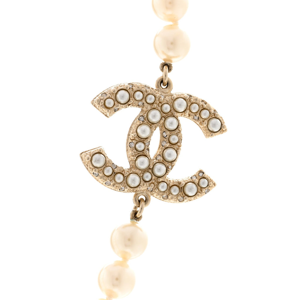 Pearl CC 100th Anniversary Necklace Light Gold