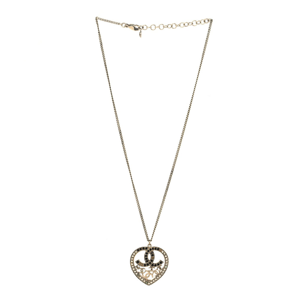 Crystal Heart CC Necklace Gold