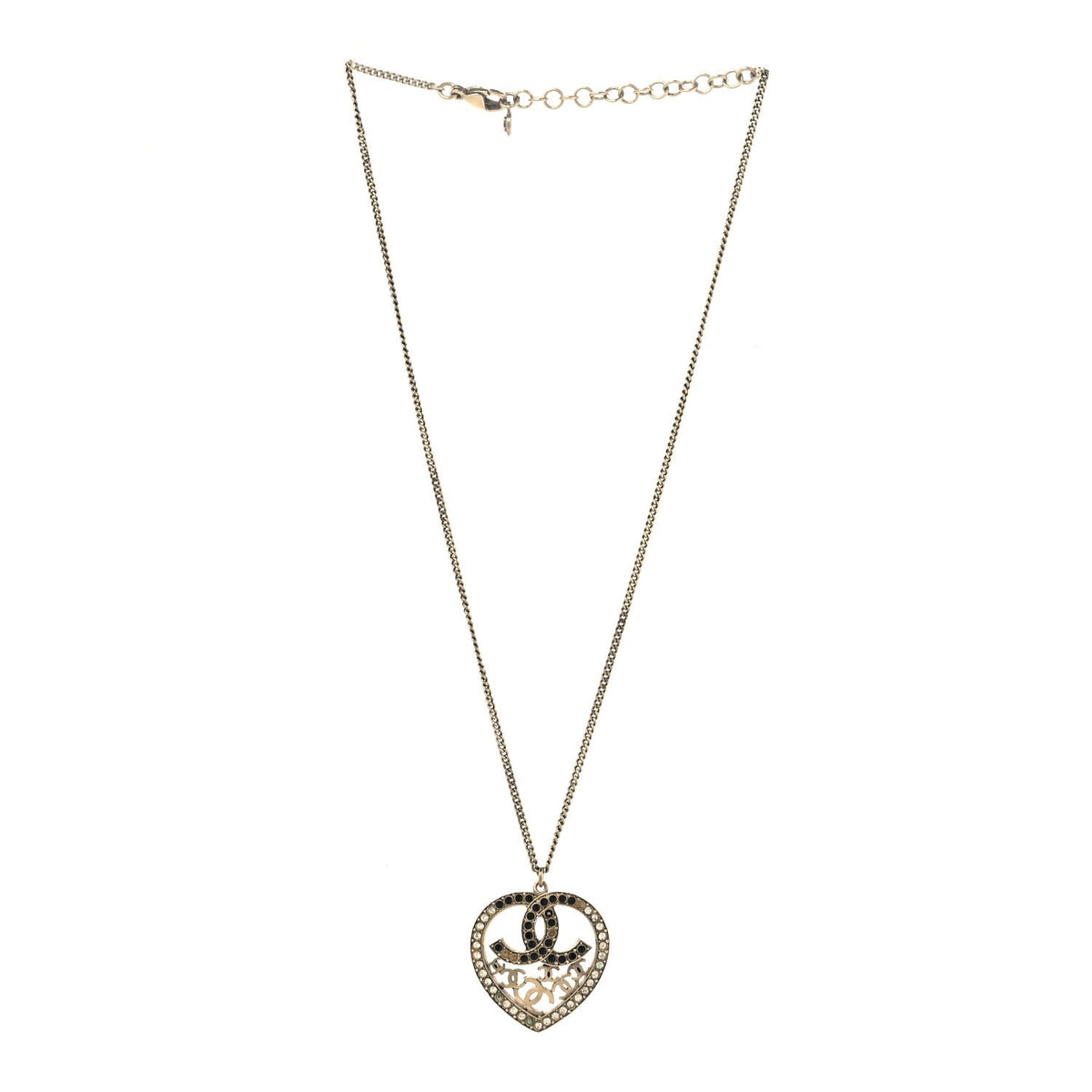 Crystal Heart CC Necklace Gold