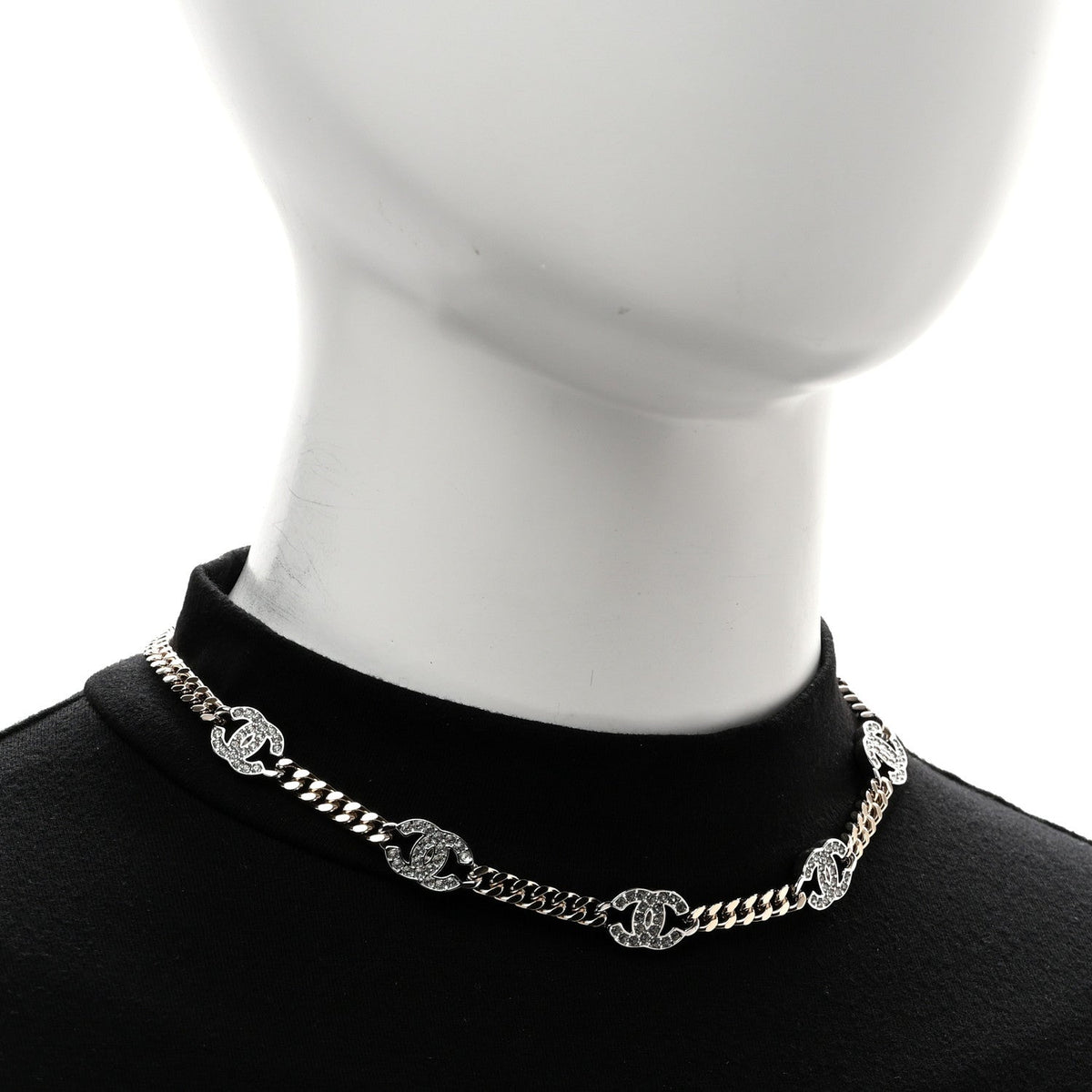 Crystal Chain Link CC Choker Gold Silver