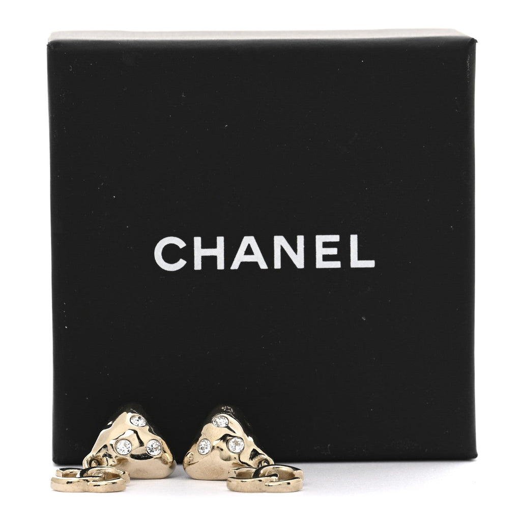 Crystal CC Drop Earrings Gold