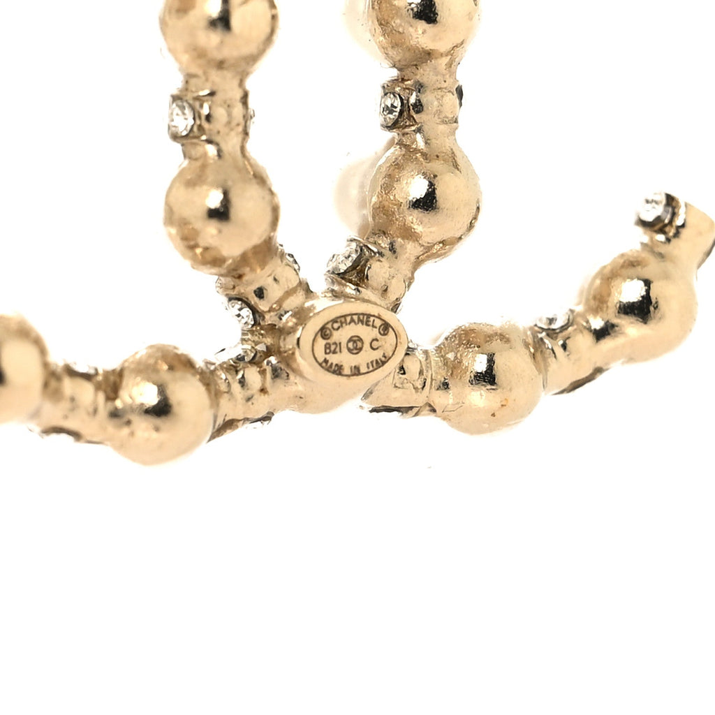 Pearl Crystal Nefertiti CC Earrings Gold