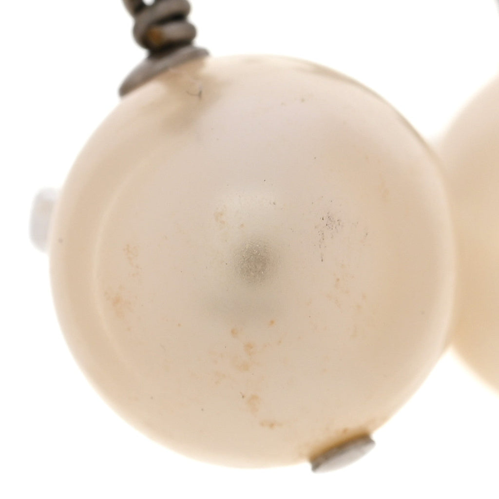 Crystal Pearl CC Drop Earrings Silver