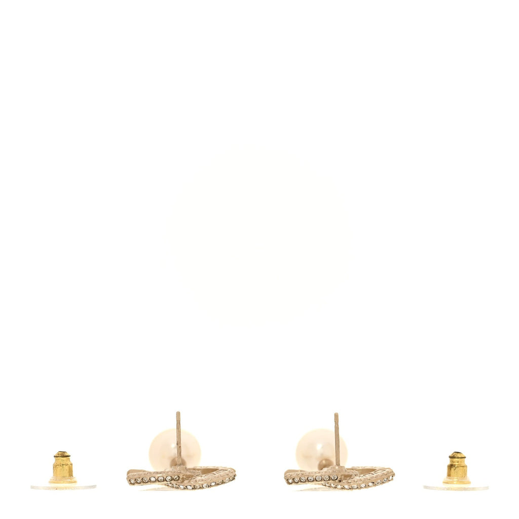 Crystal Pearl CC No 5 Hoop Drop Earring Gold