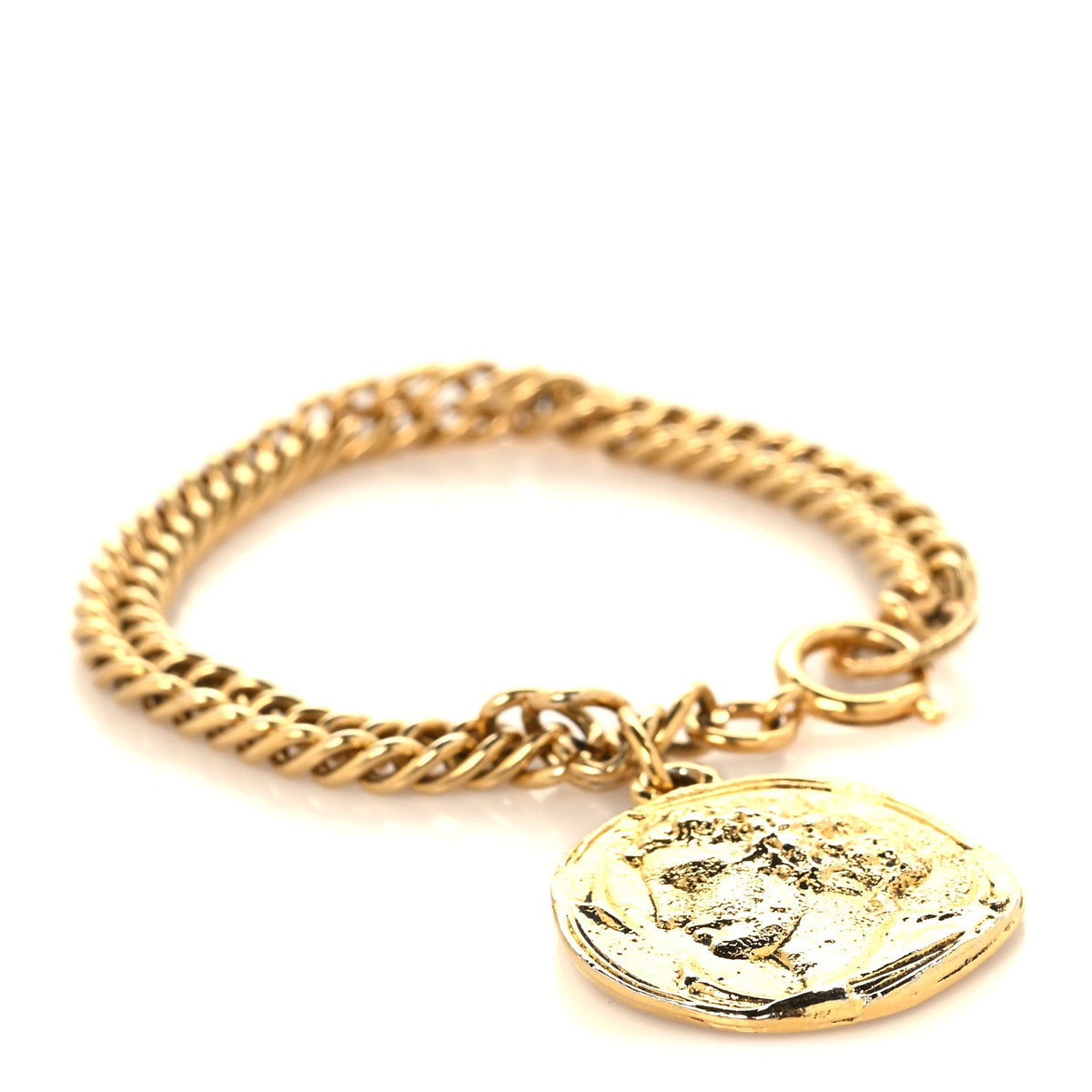 Metal Medallion Chain Bracelet Gold