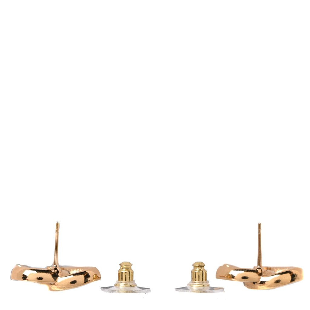 Enamel CC Logo Earrings Gold Black White
