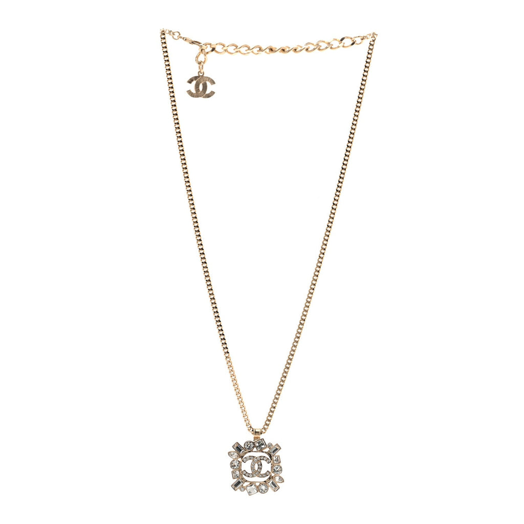 Crystal Baguette CC Necklace Gold