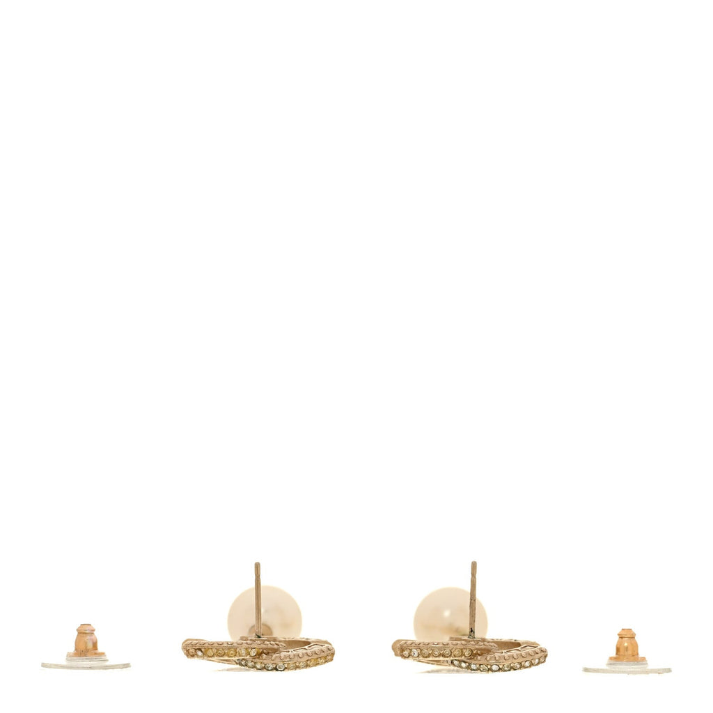Crystal Timeless CC Pearl Drop Earrings Light Gold