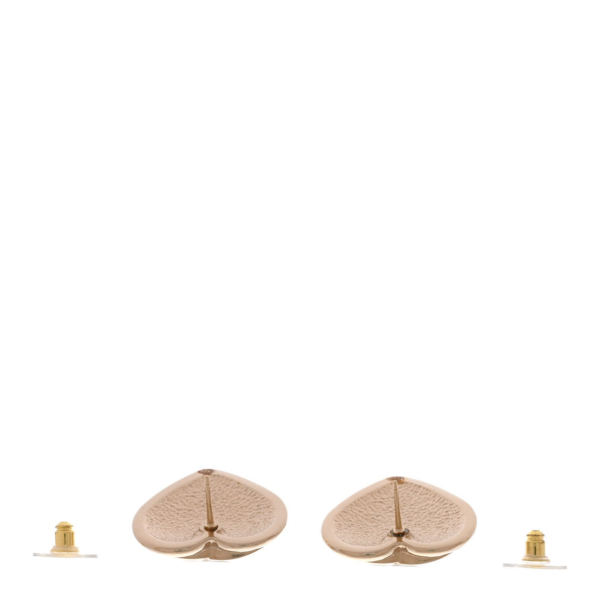 Metal CC Heart Turnlock Earrings Gold